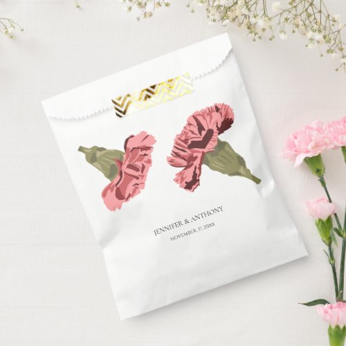 Pink Carnations Luxe Modern Floral Wedding Favor Bag
