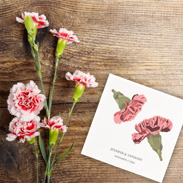 Pink Carnations Luxe Modern Floral Wedding Napkins (Creator Uploaded)