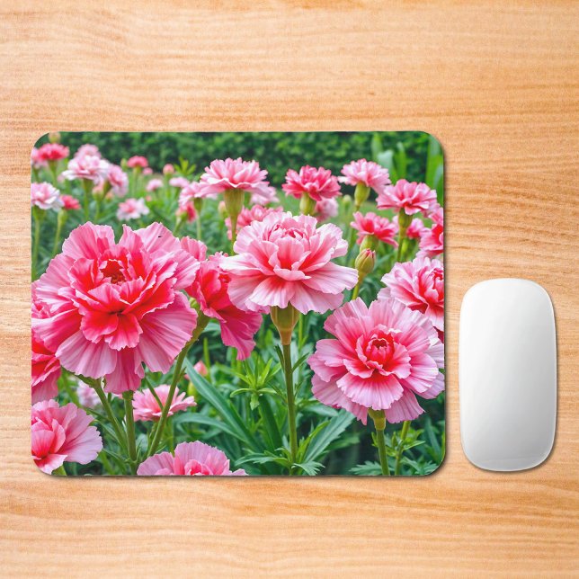 Pink Carnations Mouse Pad (Mouse pad with pink carnations)