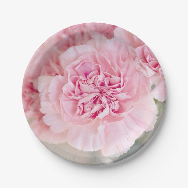Pink Carnations Paper Plates (Front)