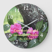 Pink Carnations Psalm Wall Clock
