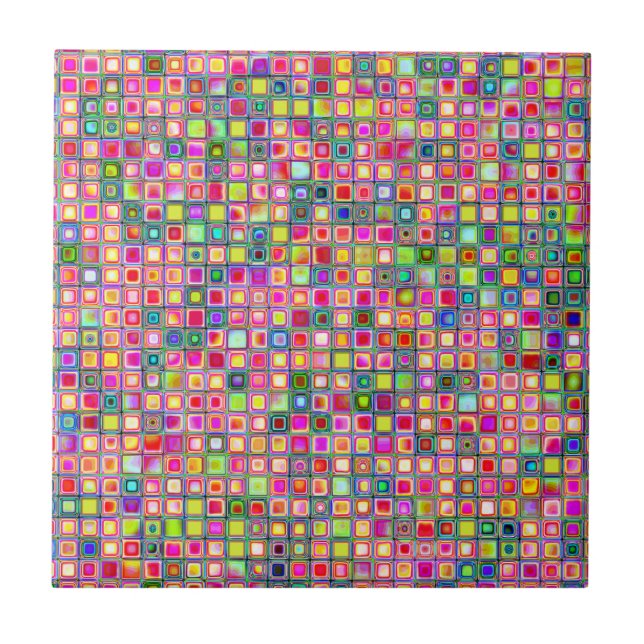 Pink 'Carnations' Textured Mosaic Tiles Pattern (Front)