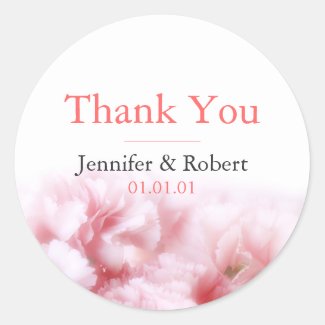 Pink Carnations Thank You Sticker