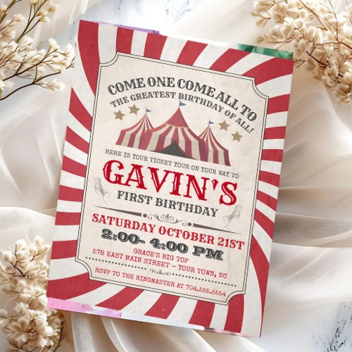 Pink Carnival Birthday Big Top Celebration Invitation