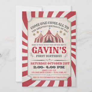 Pink Carnival Birthday Big Top Celebration Invitation
