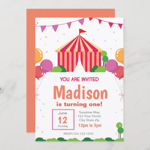 Pink Carnival Birthday Invitation