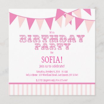 Pink Carnival Birthday Party Invite by Stephie421 at Zazzle