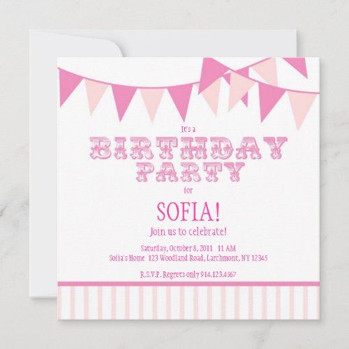 Pink Carnival Birthday Party Invite