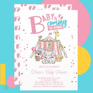 Pink Carnival Circus Baby Shower Invitation