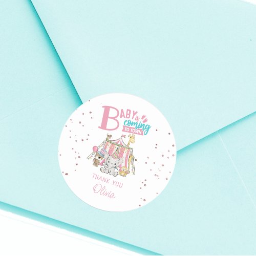 Pink Carnival Circus Baby Shower Sticker