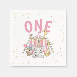 Pink Carnival Circus Kid's 1st Birthday Napkins