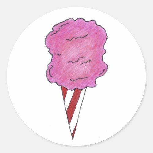 Pink Carnival Cotton Candy Floss Spun Sugar Classic Round Sticker