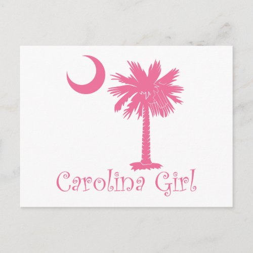 Pink Carolina Girl Palmetto Postcard