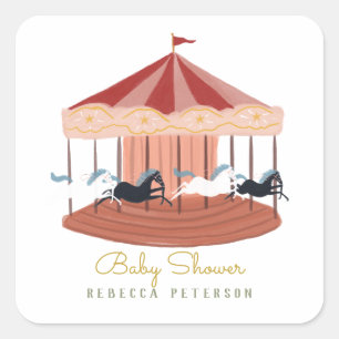 Pink Carousel Birthday Gift Tags Liquor Bottle La