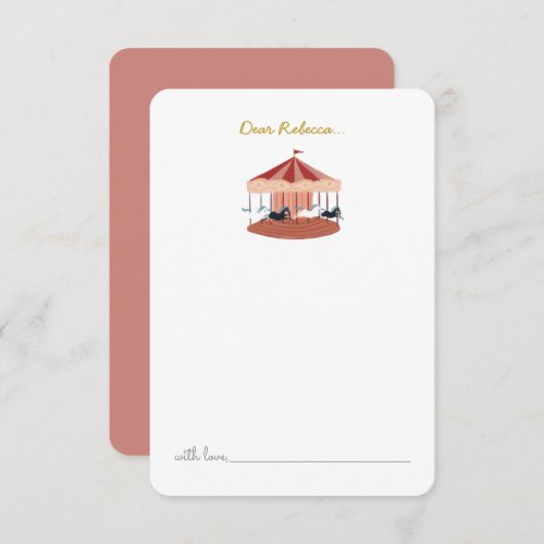 Pink Carousel Birthday Time Capsule Thank You Card
