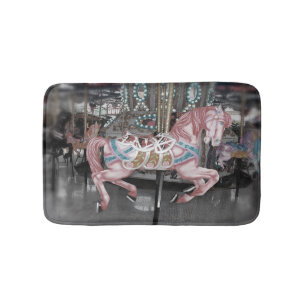 Pink carousel horse bath mat