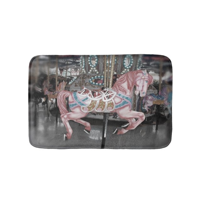 Pink carousel horse bath mat (Front)