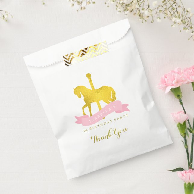 Pink Carousel Horse Birthday Party Favor Bag (Sealed)