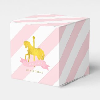 Pink Carousel Horse Birthday Party Favor Box