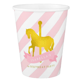 Pink Carousel Horse Birthday Party Paper Cup