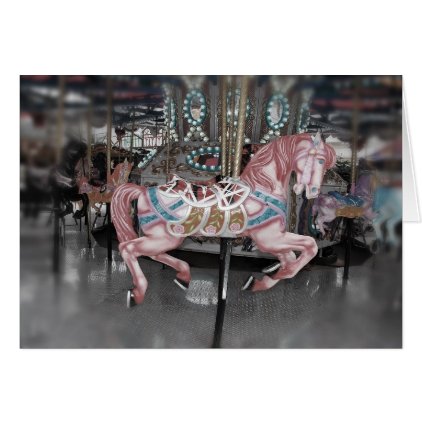Pink carousel horse card