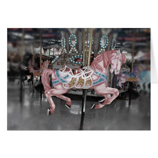 Pink carousel horse cards (Front Horizontal)