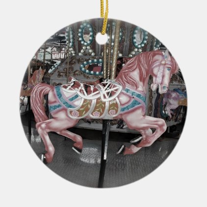 Pink carousel horse ceramic ornament