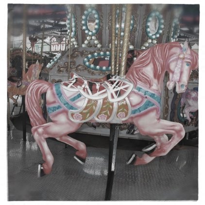Pink carousel horse cloth napkin