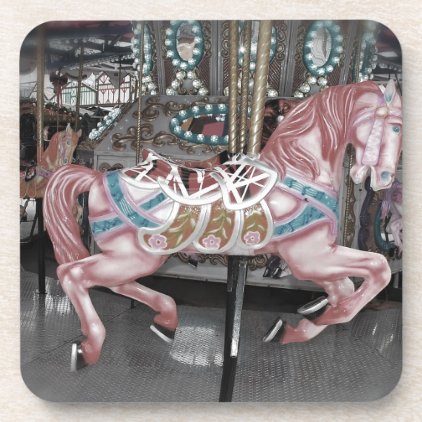 Pink carousel horse coaster