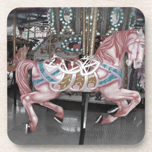 Pink carousel horse coaster