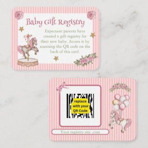 Pink Carousel Horse Gift Registry Enclosure Card