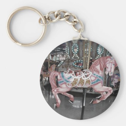 Pink carousel horse keychain