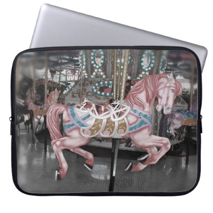 Pink carousel horse laptop sleeve