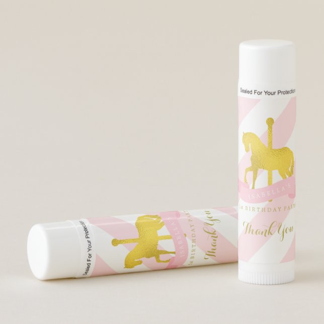 Pink Carousel Horse Lip Balm (Front)