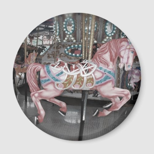 Pink carousel horse magnet