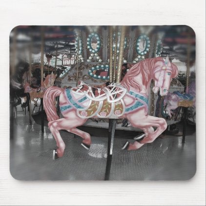 Pink carousel horse mouse pad