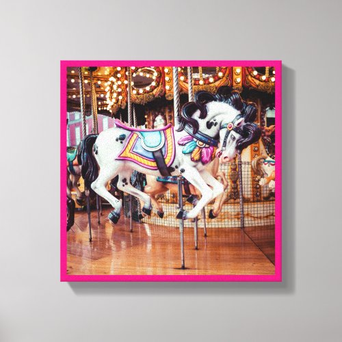 Pink Carousel Horse on the merry_go_round Canvas Print