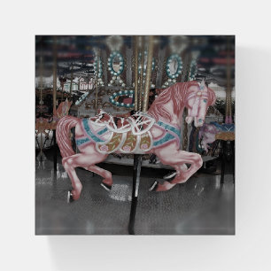 Pink carousel horse paperweight