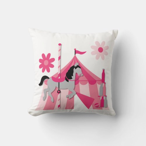 Pink Carousel Horse  Pillow