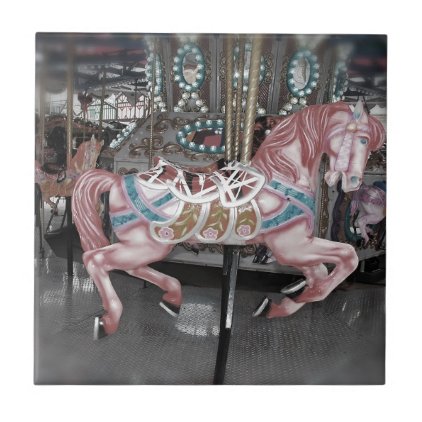 Pink carousel horse tile