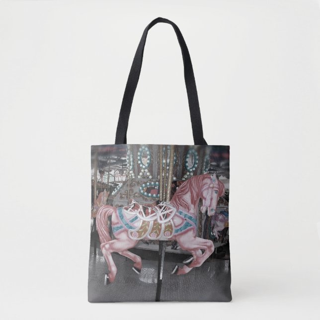 Pink carousel horse tote bag (Front)