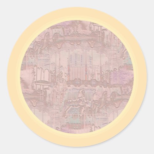 Pink Carousel Horses Classic Round Sticker