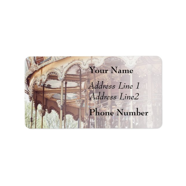 Pink Carousel In Paris, France, Trocadero Label (Front)