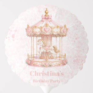 Pink Carousel Princess Birthday Party Balloon
