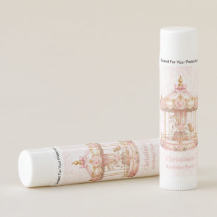 Pink Carousel Princess Birthday Party Favor Lip Balm