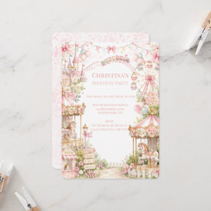 Pink Carousel Princess Birthday Party Invitation