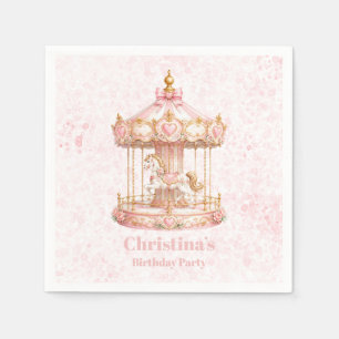 Pink Carousel Princess Birthday Party Napkins