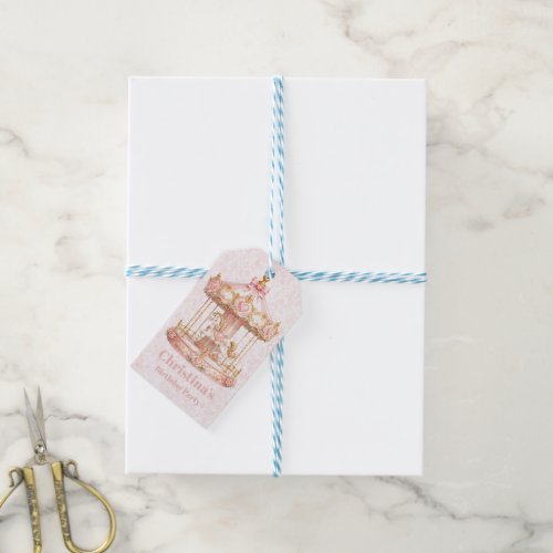 Pink Carousel Princess Birthday Party Thank You Gift Tags