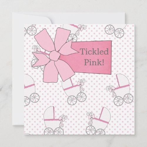 Pink Carriage Baby Girl Shower Invitation