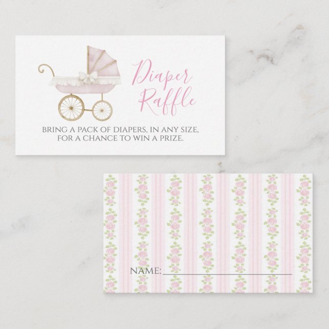 Pink Carriage Diaper Raffle Card (Front/Back)